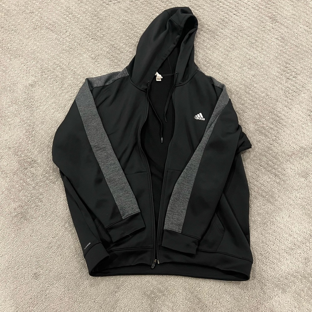 Adidas Men's Black Zip Up Hoodie